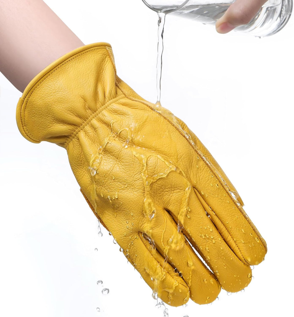 Leather Work Gloves for Men & Women, Reinforced Durable Gardening Gloves,Cowhide Work