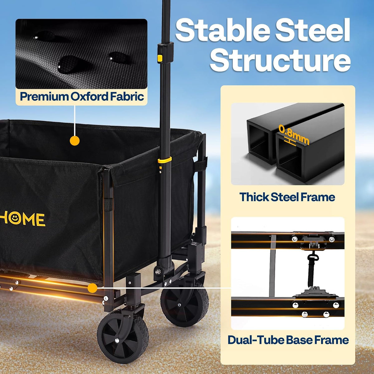 VIVOHOME Collapsible Wagon Cart Lightweight Portable Folding Utility Wagons with All-Terrain Wheels