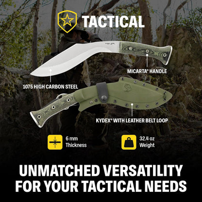 Condor Tool & Knife K-tact Kukri Knife - 1075 High Carbon Steel - Gardening Machete - Micarta