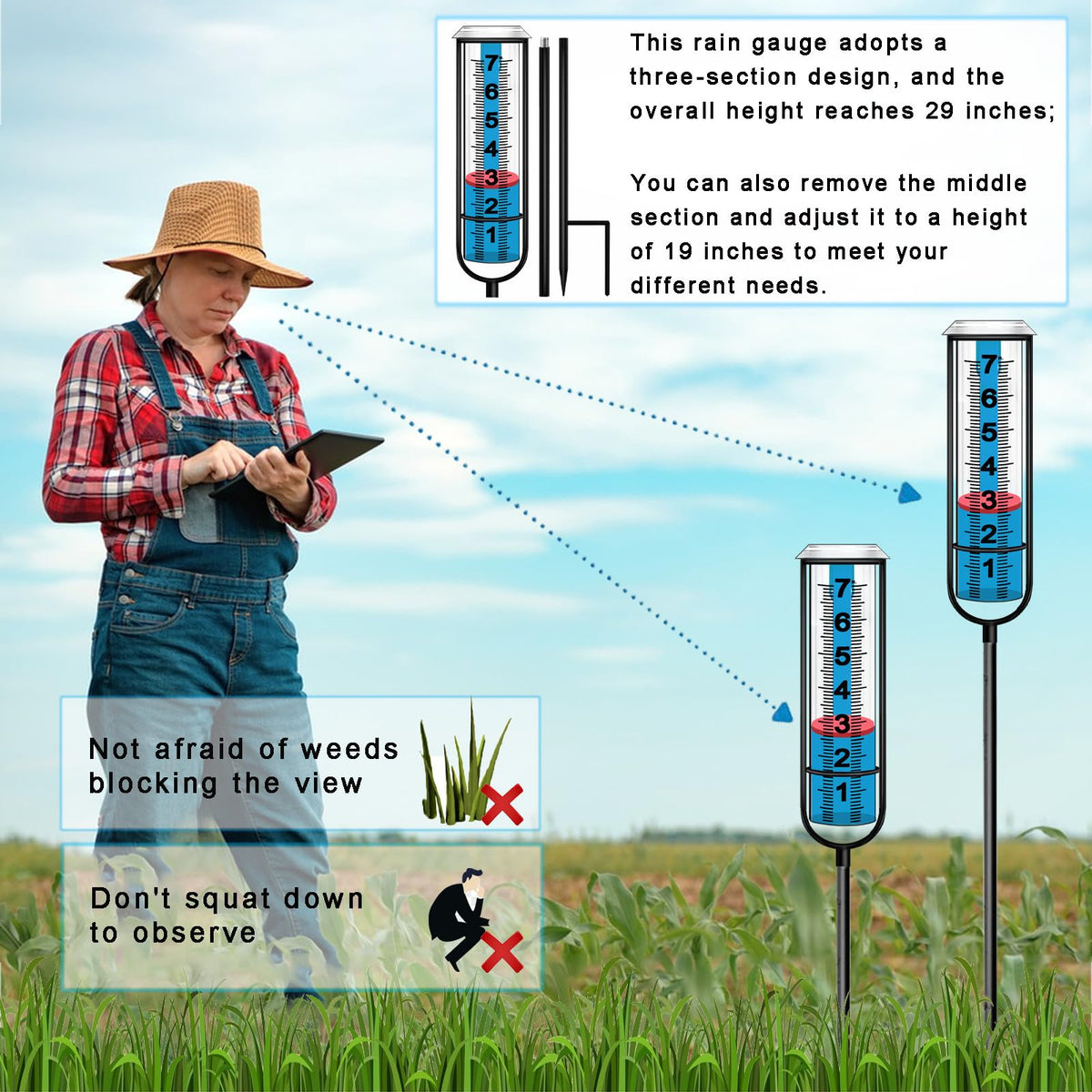 JMBay Rain Gauge Outdoor, Accurate rain gauges Outdoors Best Rated, Tall rain Gauge for Yard with