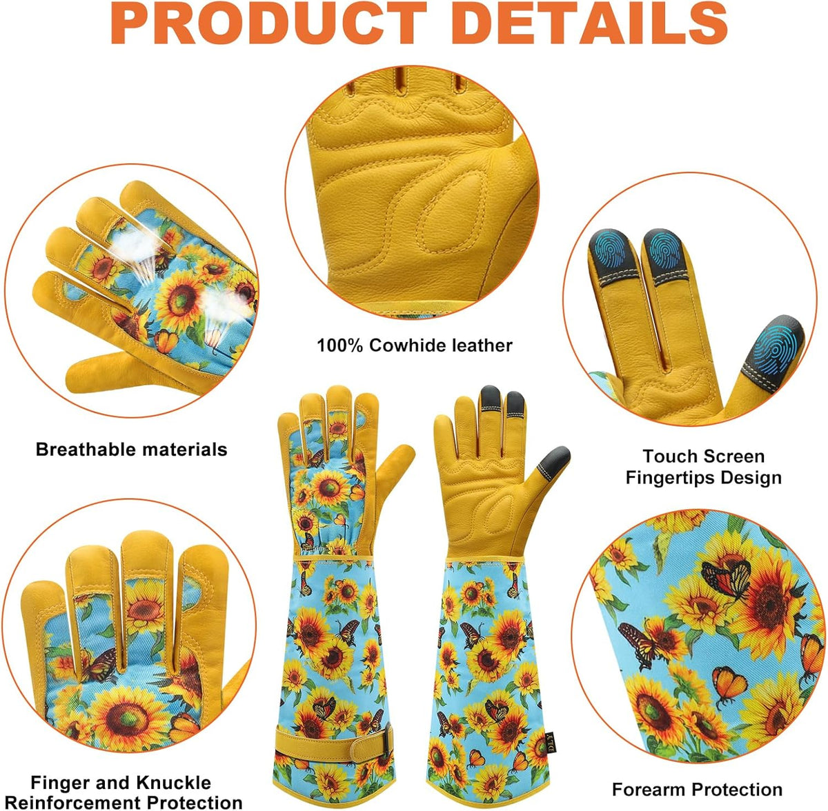 DLY Gardening Gloves for Women, Rose Gloves Gardening Thorn Proof, Long Garden Gloves for Women