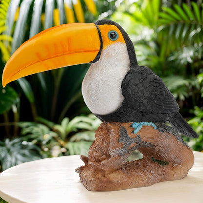 Real Toucan Statue, Vibrant Colorful Outdoor Bird Decor - 14.2" Resin Animal Sculpture,Waterproof &