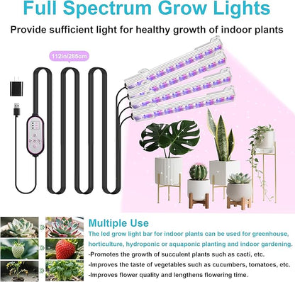 7.8'' Growing Lamp for Indoor Plants, Red & Blue & Yellow Full Spectrum, LED Grow Light Strips with