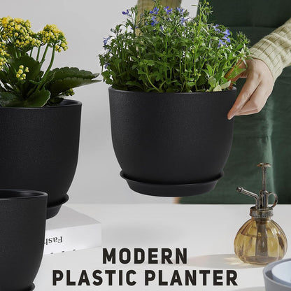 Plant Pots 10/9/8/7.5/7 inch Set of 5,Flower Pots with Multi Mesh Drainage Holes, Large Planters