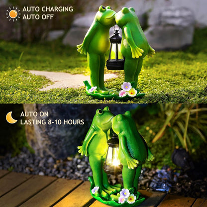 Solar Frogs Statue for Garden Decor Solar Lantern LED Outdoor Decoration Figurines for Porch