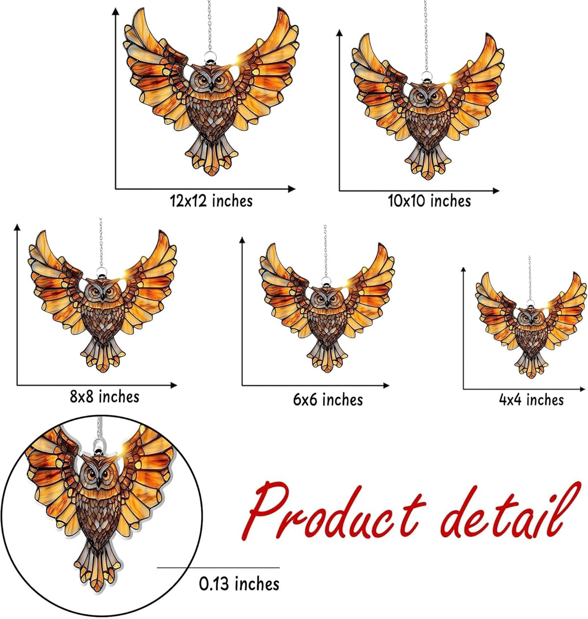 Mandala Owl Acrylic Suncatcher Stained Glass Effect Window Car Hanging Christmas Ornament Indoor
