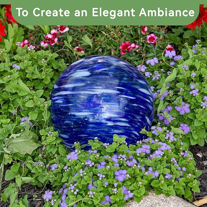 Lily's Home Glass Gazing Ball, A Colorful Addition to Any Garden or Home, Ideal As a Housewarming