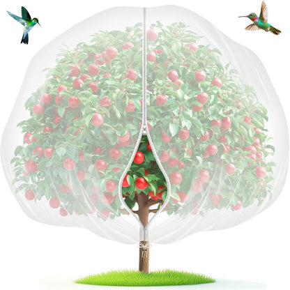 Fruit Tree Netting with Zipper & Drawstring - 4'x6' Garden Plant Net Pest Barrier 0.16 oz/ft to