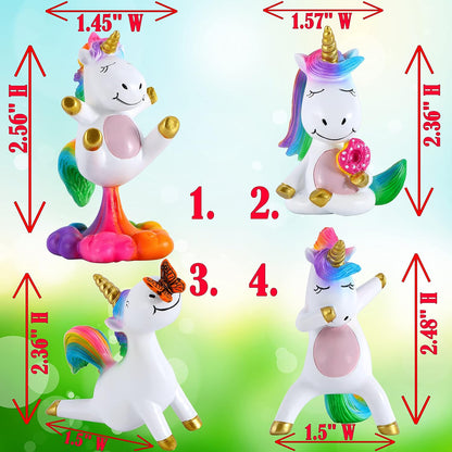 Mood Lab Miniature Unicorn Figurines Set - Funny Mini Statue Kit of 4 pcs - Unicorn Fairy Garden