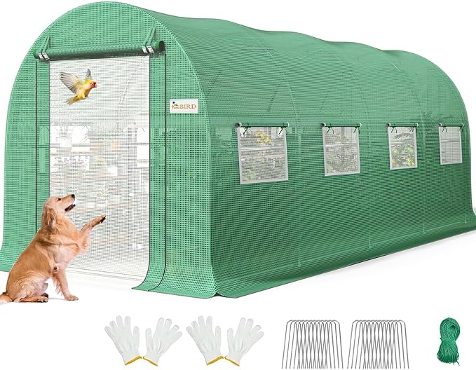 KING BIRD Premium 15x6.6x6.6FT Greenhouse for Outdoors, Large Walk-in Upgraded Galvanized Metal