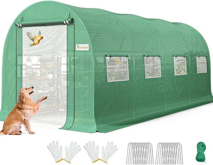 KING BIRD Premium 15x6.6x6.6FT Greenhouse for Outdoors, Large Walk-in Upgraded Galvanized Metal