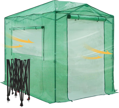 EAGLE PEAK 8x6 Portable Walk-in Greenhouse Instant Pop-up Indoor Outdoor Plant Gardening Green