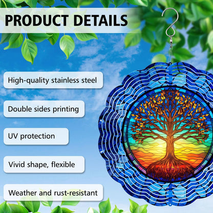 Tree of Life Yard and Garden Wind Spinner, Unique 3D Hanging Tree of Life Wind Spinner