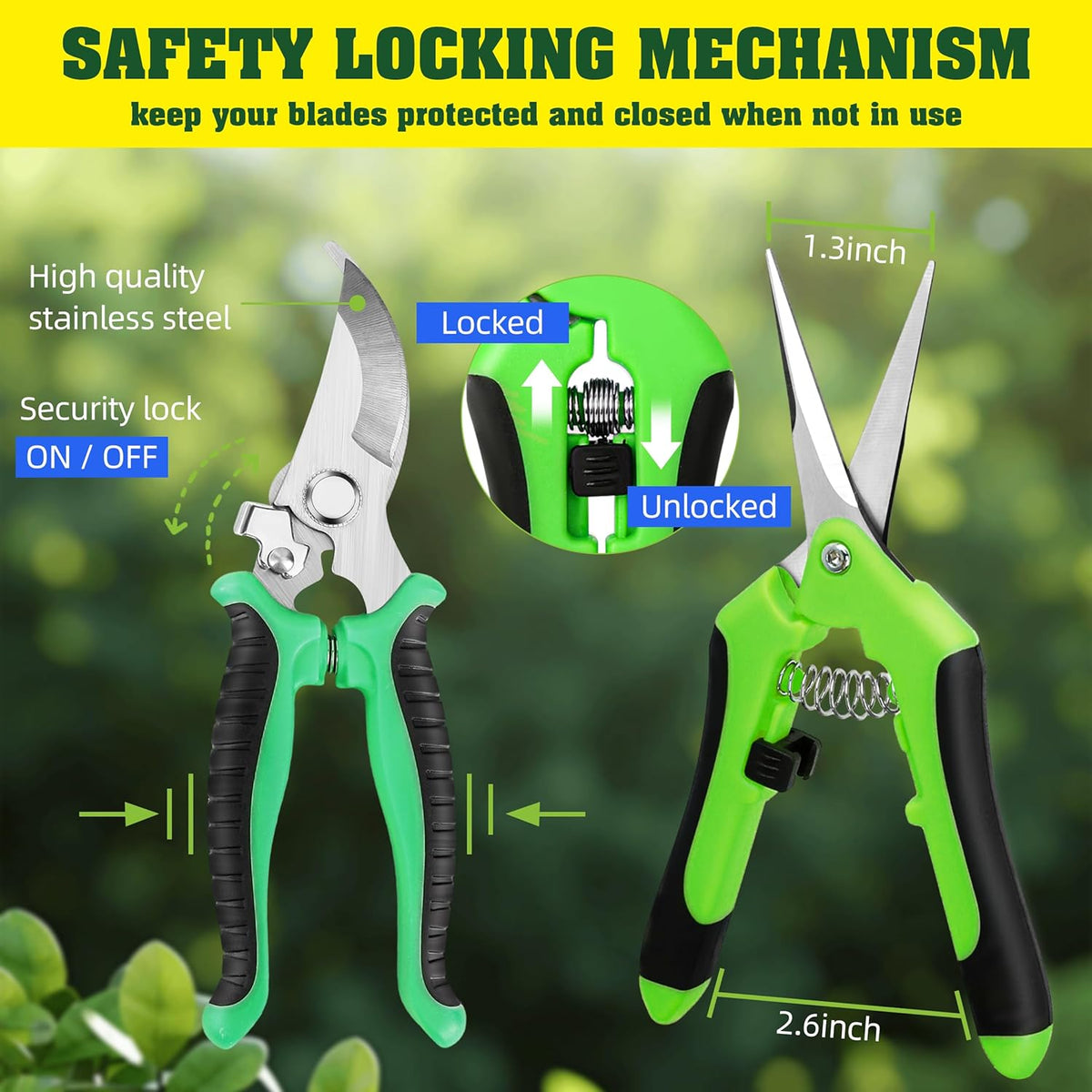 4 Pack Garden Pruning Shears, Stainless Steel Garden Shears, Gardening Shears, Garden Scissors