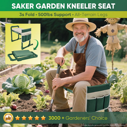 Saker Garden Kneeler and Seat Foldable Gardening Stool with Extendable Legs