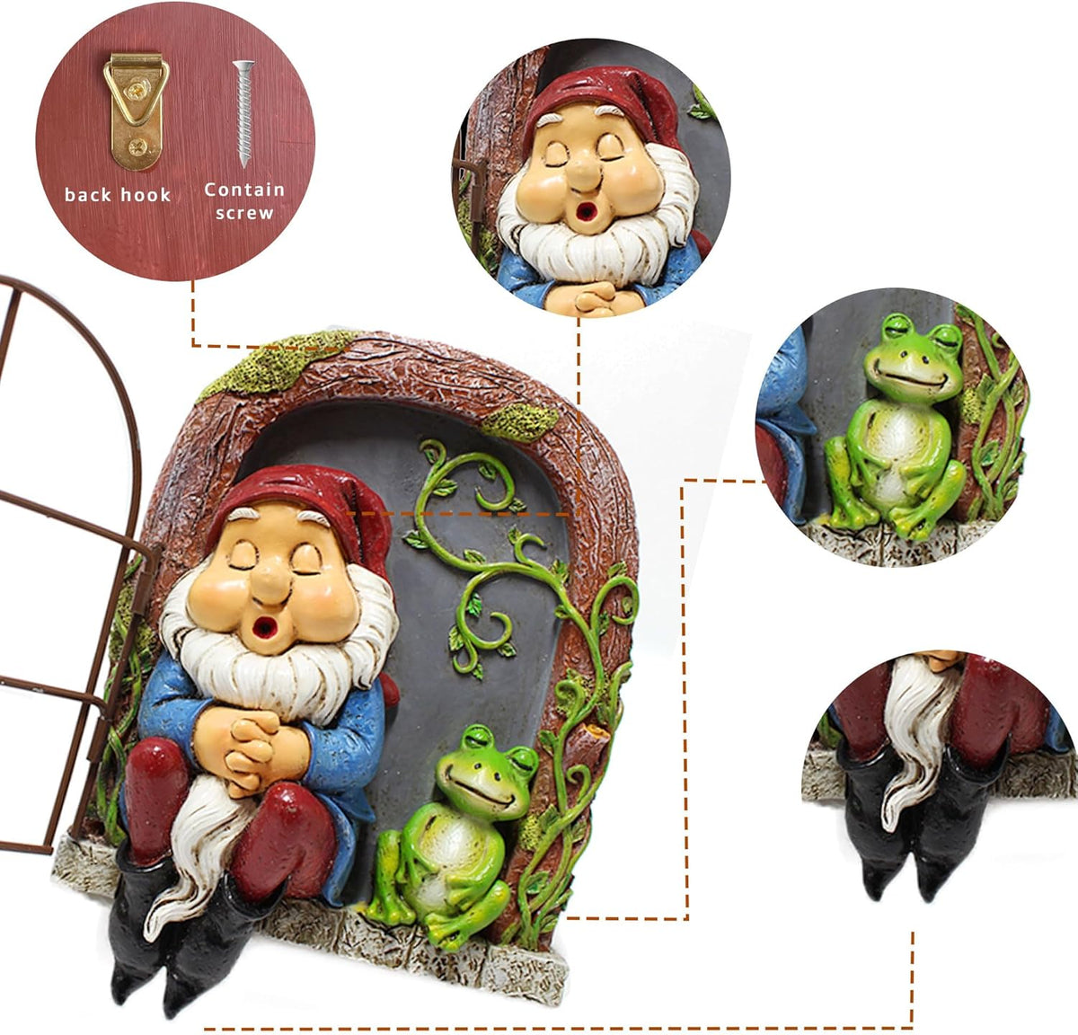 Outdoor Garden Statues, Resin Gnome Tree Hugger, Durable Outdoor Decor, Whimsical Yard Sculpture