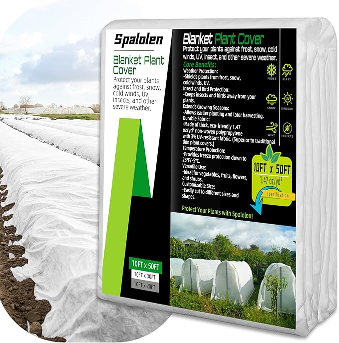 Plant Covers Freeze Protection, 10ft X 50ft Floating Row Cover 1.47 oz/yd² Fabric, Garden Frost