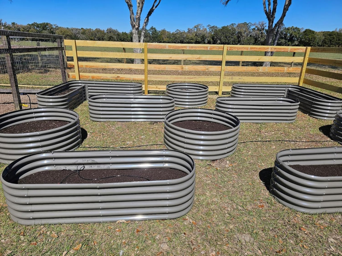 A ANLEOLIFE 12-Pack 4X4X1.5ft & 6X2X1.5ft & 81x81x18 in Deep Root Galvanized Raised Garden Beds
