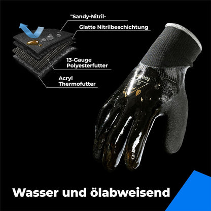 Waterproof Gloves Bulk Pack for Men and Women, 3 Pairs, Freezer Gloves with Grip, Double Nitrile
