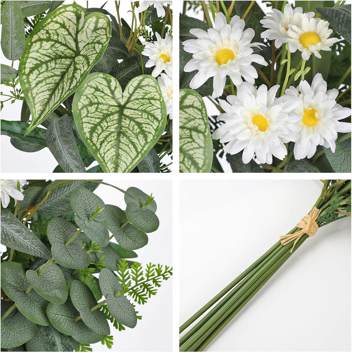Artificial Greenery Stems Box Set, 5 Kinds Mixed Eucalyptus Leaves Silver Dollar Fern Monstera Leaf