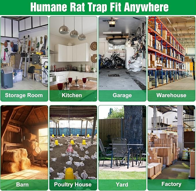 2 Packs Humane Rat Trap Outdoor, Wanqueen Humane Mouse Traps Indoor for Home, Small Rodent Chipmunk