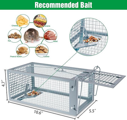 4 Packs Humane Rat Trap Outdoor, Wanqueen Humane Mouse Traps Indoor, Small Rodent Chipmunk Squirrel