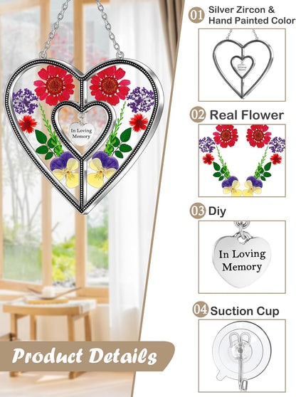 KY&BOSAM Heart Suncatcher In Loving Memory Memorial Gift for Loss of Loved One Unique Sympathy Gift
