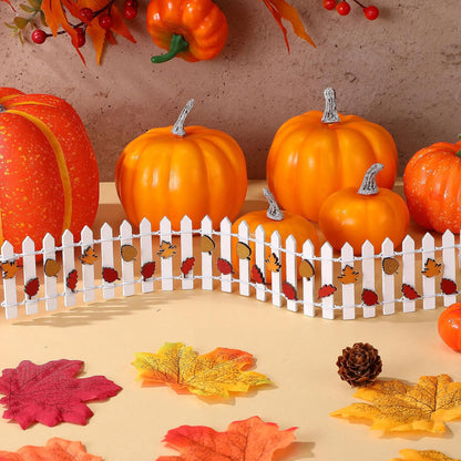 Thyle Thanksgiving DIY Mini Fairy Garden Fence Fall Wood Picket Crafts with 35 Inches Wood Picket