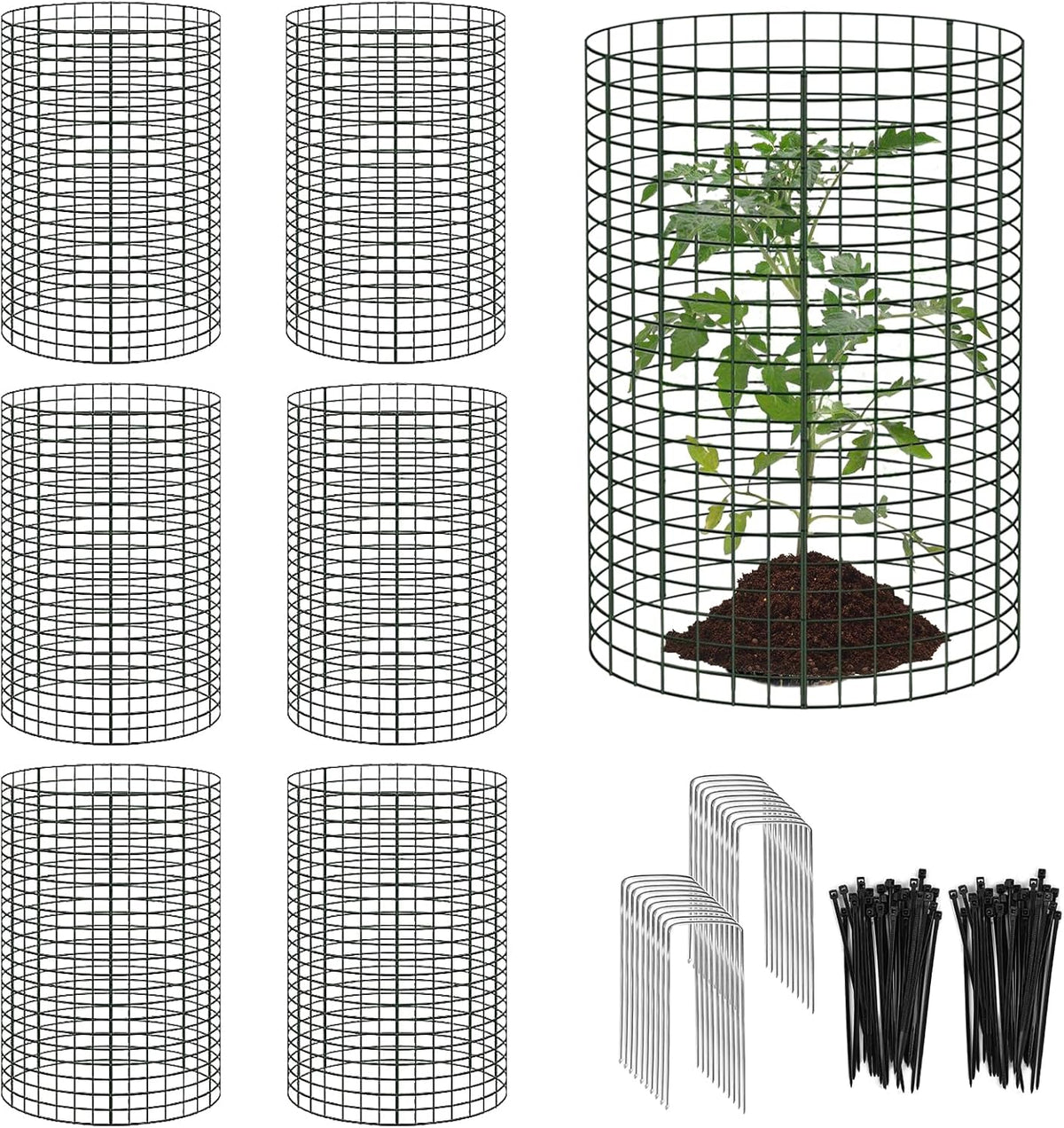 6 Pack 18'' x 12'' Large Wire Plant Protector from Animals, 18 Pcs Metal Plant Cage Chicken Wire