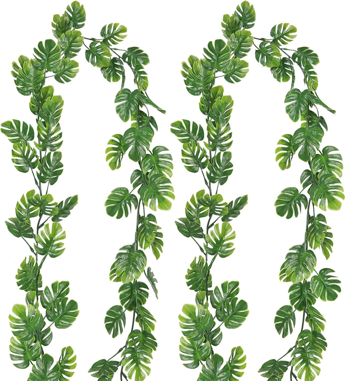 RECUTMS 2Pcs Artificial Monstera Leaf Vines 5.9FT Fake Hanging Plants Ivy Faux Tropical Palm Leaves