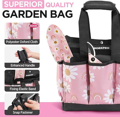 WORKPRO 5PCS Gardening Tools, Aluminum Heavy Duty Garden Tool Set with Bag, Ideal Gardening Gifts