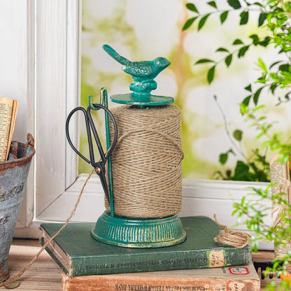 Sungmor Cast Iron Garden Twine Holder Set - 1300ft. Natural Jute Twine String & Rope Rack &