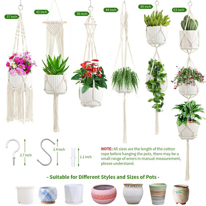 SFENNGPET Macrame Plant Hangers, 6Pack Hanging Planters for Indoor Plants