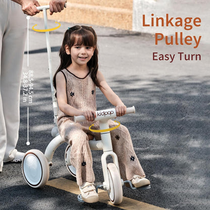 4-in-1 Toddler Tricycle with Adjustable Push Handle for 1-4 Year Old,Birthday Gift and Toy for Boys