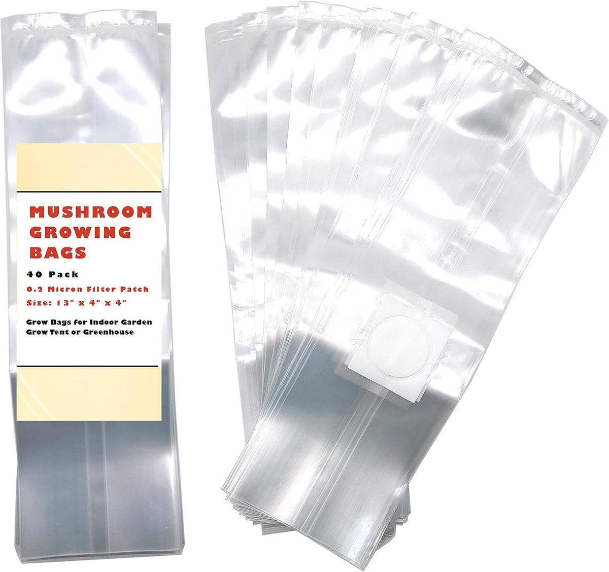 40 Pack, Mushroom Grow and Spawn Bags - Extra Thick Polypropylene Material, Tear Resistant - Size
