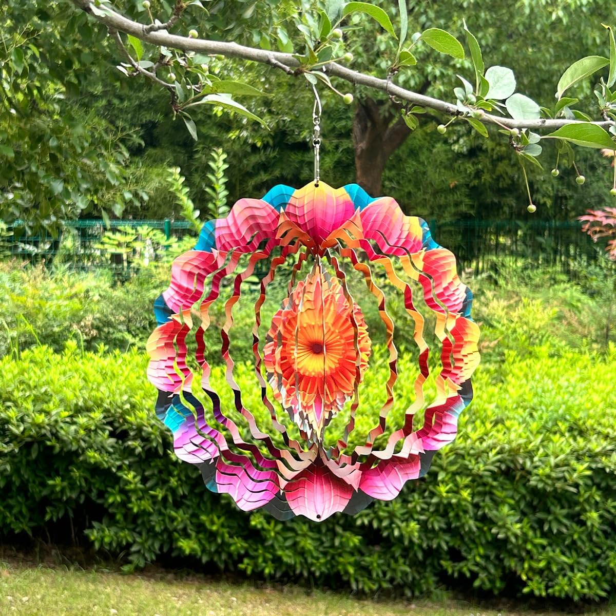 Stainless Steel Wind Spinner Indoor Outdoor Garden Decoration Crafts Ornaments 10 inch 3D Frosted