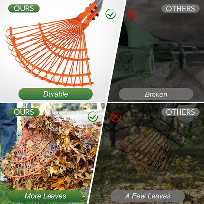 Walensee Leaf Grabber Rake with Long Steel Handle, Heavy Duty Leaf Picker Upper & Garden Claw