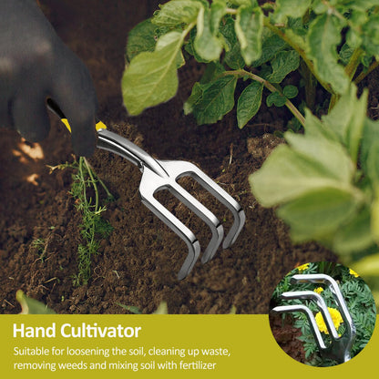 Garden Tool Set, 3 Piece Gardening Tools Includes Garden Trowel, Transplant Trowel and Hand Rake