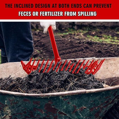 Lasnten 3 Sets Manure Fork with Long Metal Handle Pitch Fork Manure Rake Heavy Duty Muck Rake for