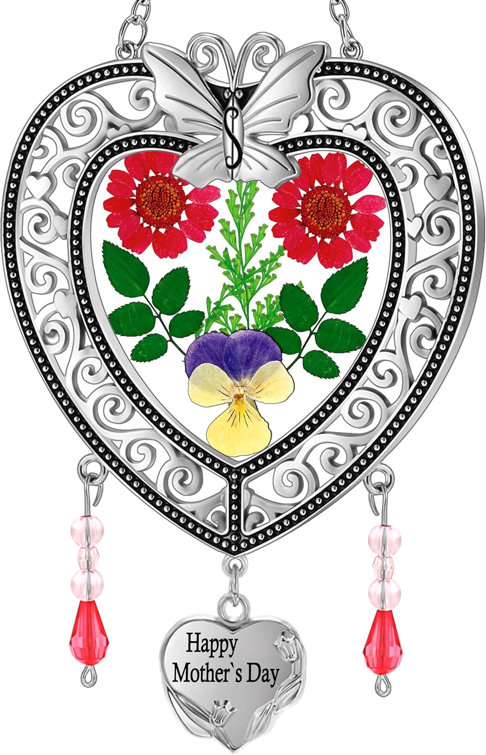 KY&BOSAM Suncatcher Happy Mother’s Day Stained Glass Tree of Life Heart Gifts Garden Ornament Wind