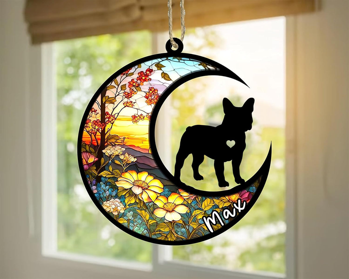 Personalized Dog Memorial, Custom Name French Bulldog-Frenchie Dog Christmas Ornament with Name
