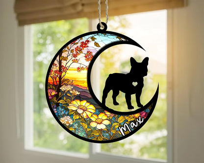 Personalized Dog Memorial, Custom Name French Bulldog-Frenchie Dog Christmas Ornament with Name