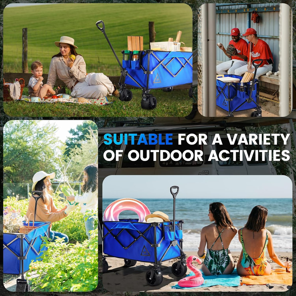 Wagon Cart Shopping Foldable Folding Collapsible with Wheels Big On Beach Garden Outdoor Grocery