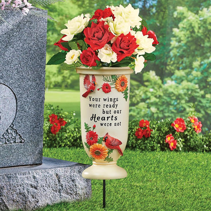 BAYN Grave Decorations for Cemetery, Cardinal Vases with Spikes for Garden Decorations Waterproof
