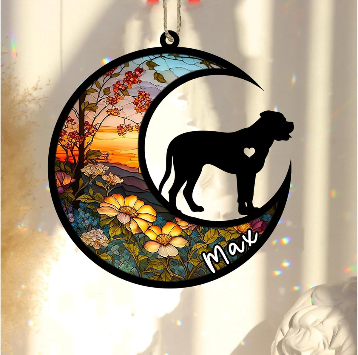 Personalized Dog Memorial, Custom Name Bullmastiff Dog Christmas Ornament with Name, Custom Breeds