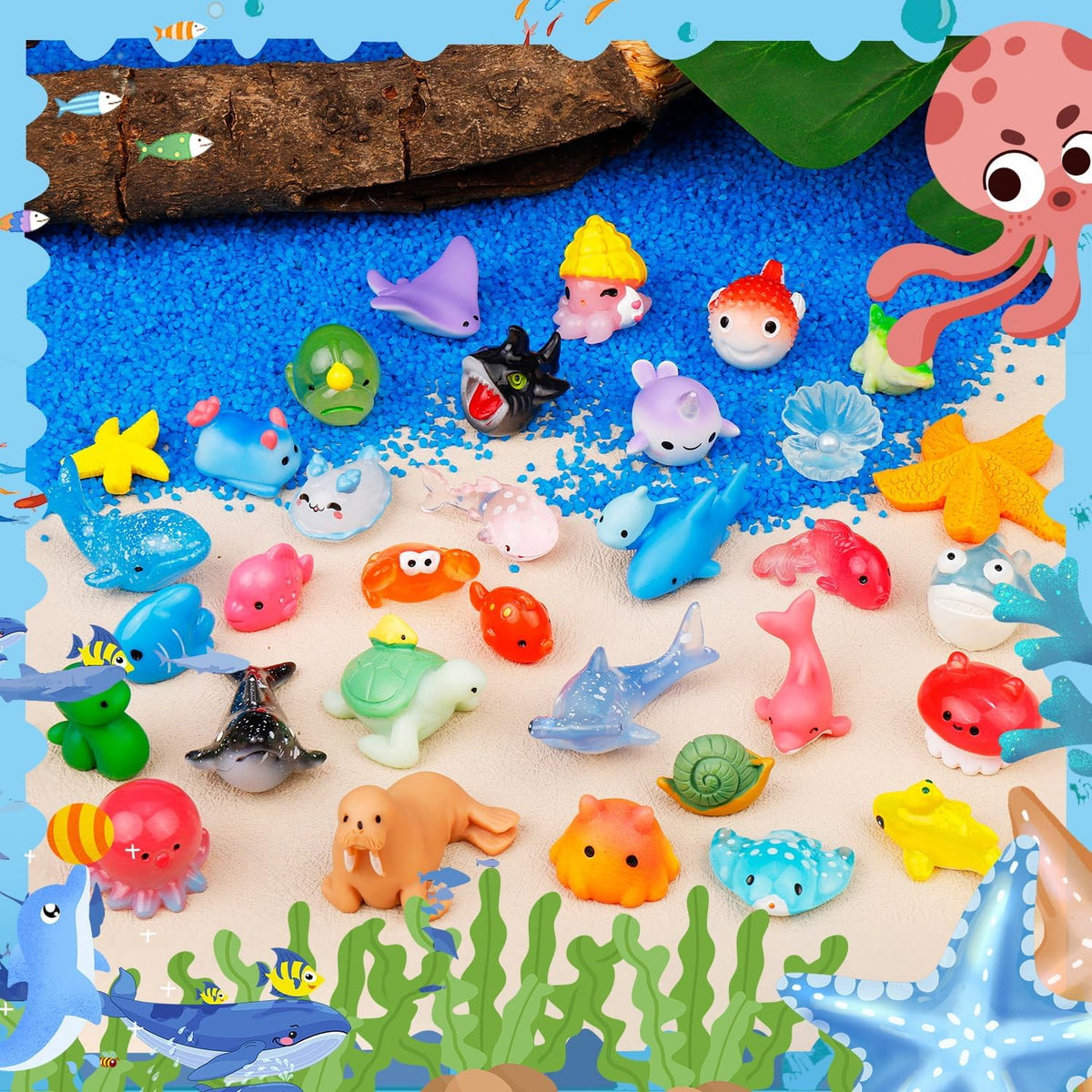 44 Pcs Mini Ocean Resin Animals 44 Styles Resin Animals Figurines Bulk for Fairy Garden Miniature