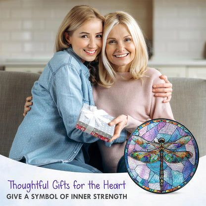 FLAGWIX Christmas Dragonfly Gifts for Women Men - Stained Glass Window Hanging 10 in - Dragonfly