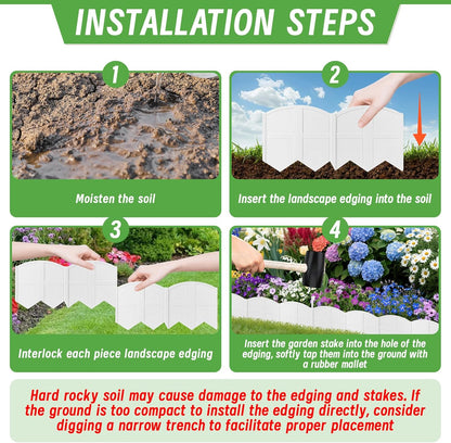 20Pcs Garden Edging Border Landscape Edging Lawn Garden Fence Decorative Landscape Border 20Ft