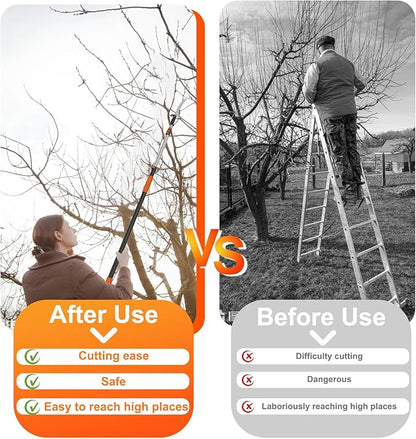 26FT Pole Saw, Telescoping Tree Trimmer with 5-20FT Extension Pole, Manual Branches Pruner for