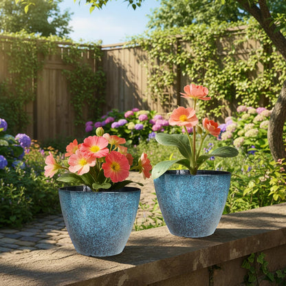 2 Pack Plastic Plant Pots with Drainage Holes, 8 inch Planter for Indoor Outdoor Plant, Garden